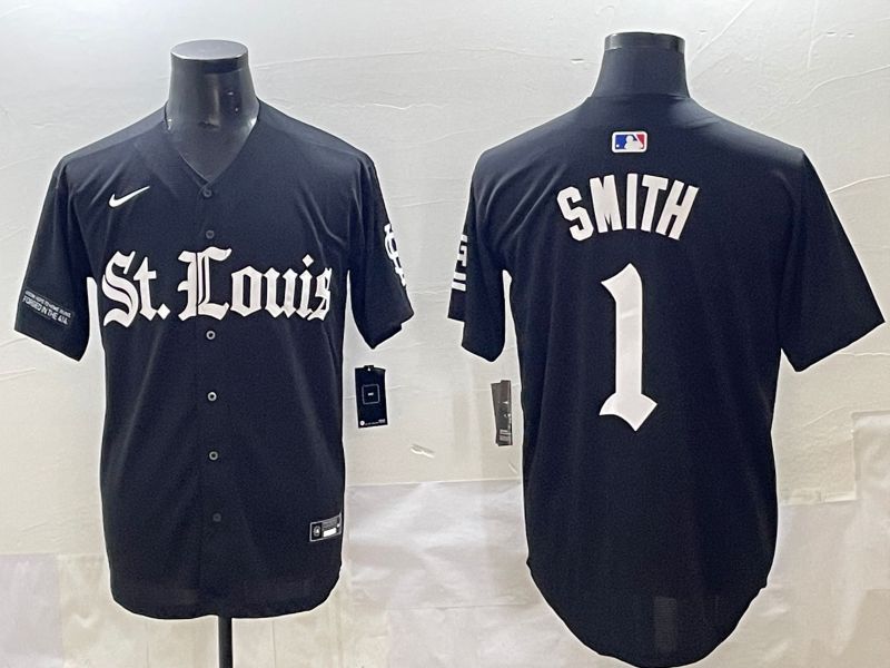 Men 2025 St.Louis Cardinals #1 Smith Black Five generations Joint Name Nike MLB Jersey style 1->st.louis cardinals->MLB Jersey